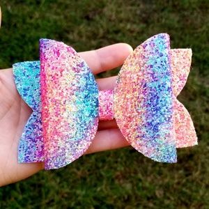 Girls glitter rainbow Hairbow